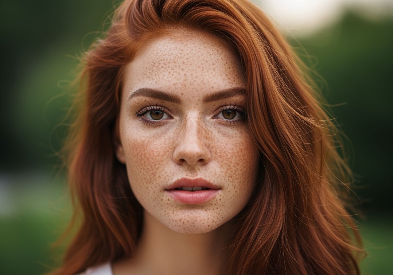 prírodná ryšavá žena v ležérnej póze na neutrálnom pozadí