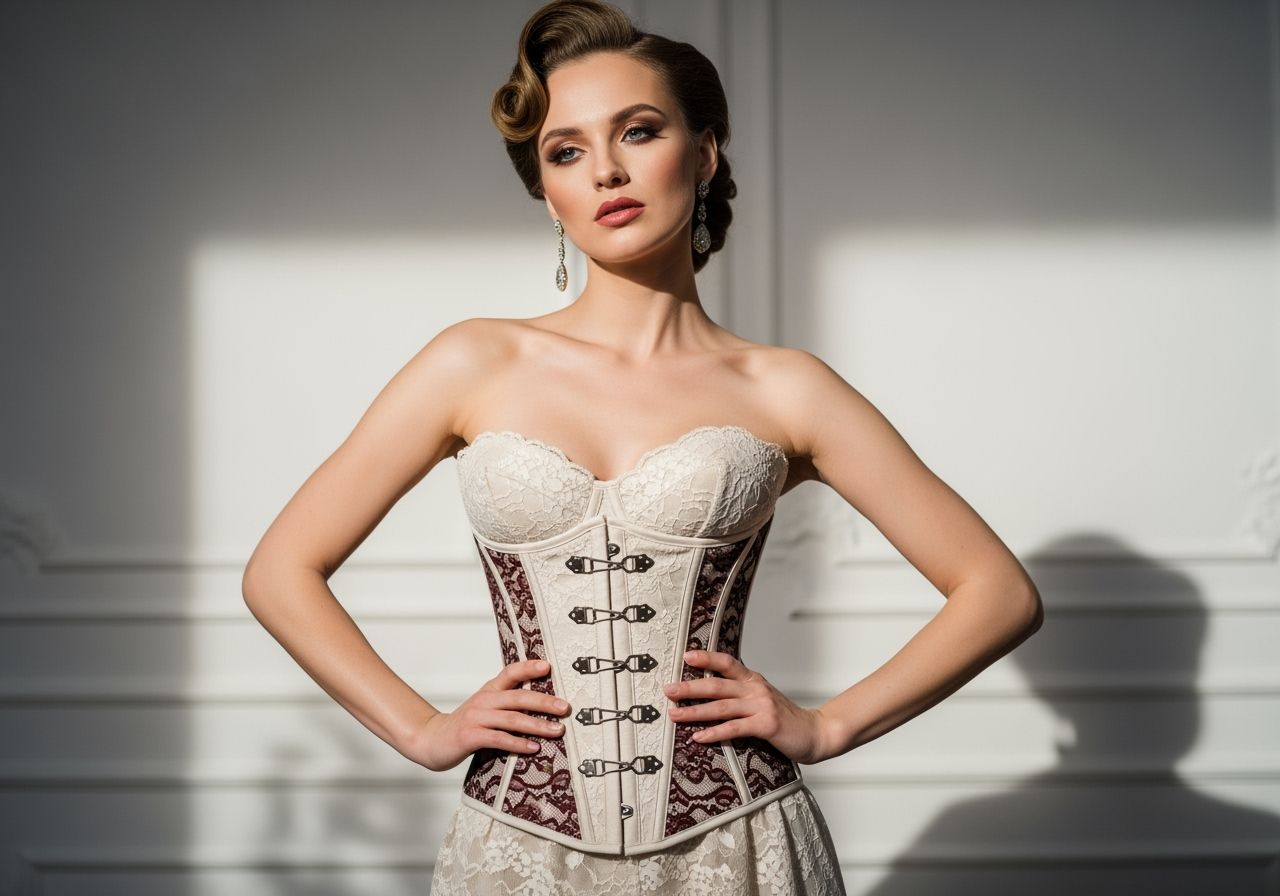 žena v korzete v portrétnom štýle