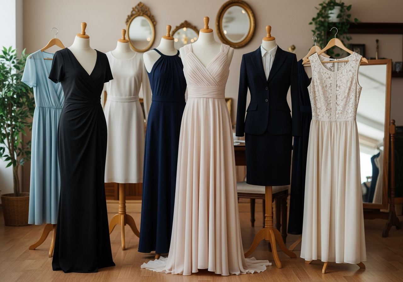 Elegantné šaty vystavené v butiku počas módnej výstavy