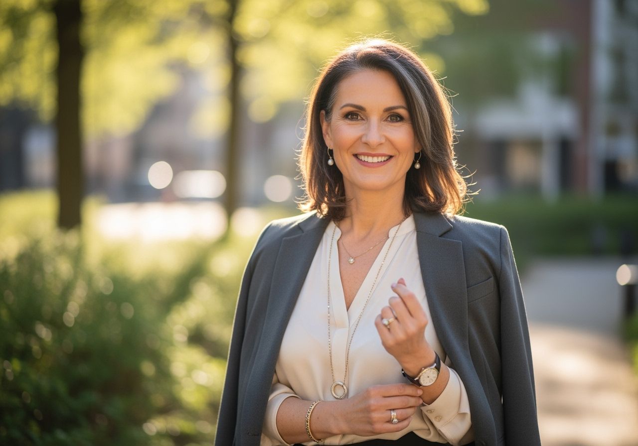 Sebavedomá žena v móde symbolizujúca zrelosť a dojatosť