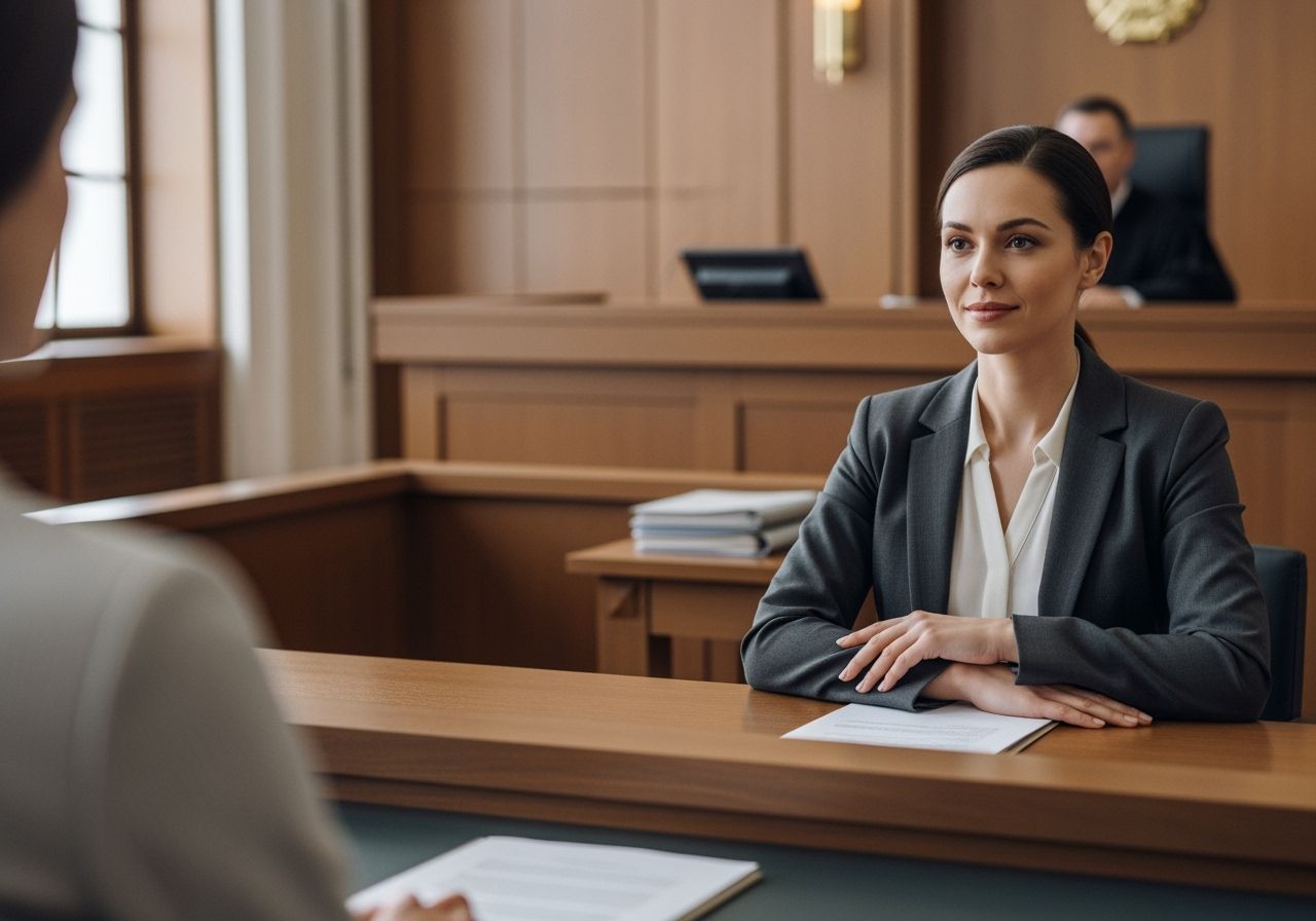 žena ako svedok počas súdneho procesu na súde